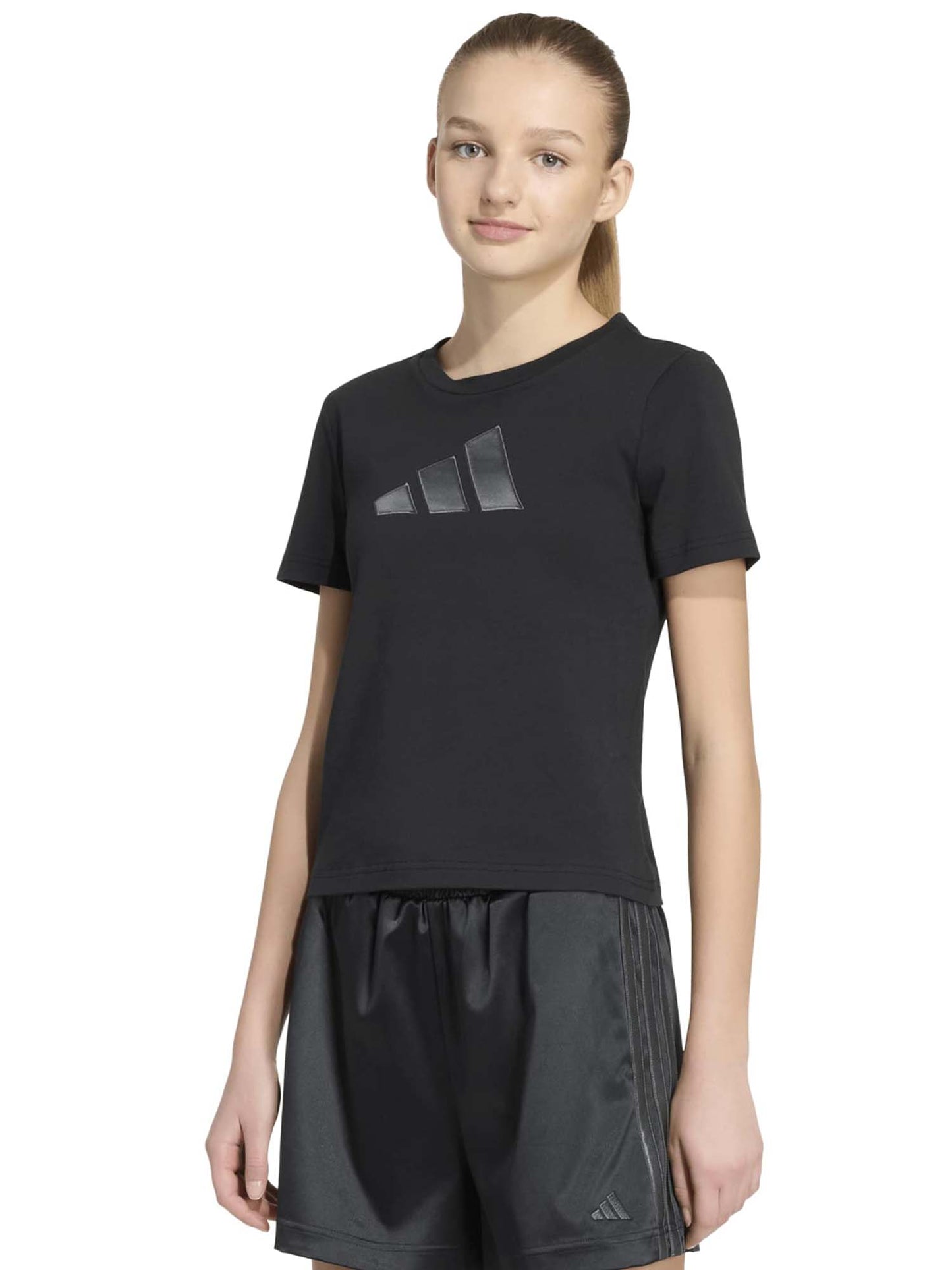 Adidas G. Tee Satin, t-shirt a maniche lunghe Unisex bambino nero
