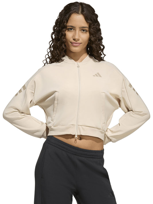 FELPA BEIGE ADIDAS FUTURE ICONS 3STRIPES DA BAMBINA