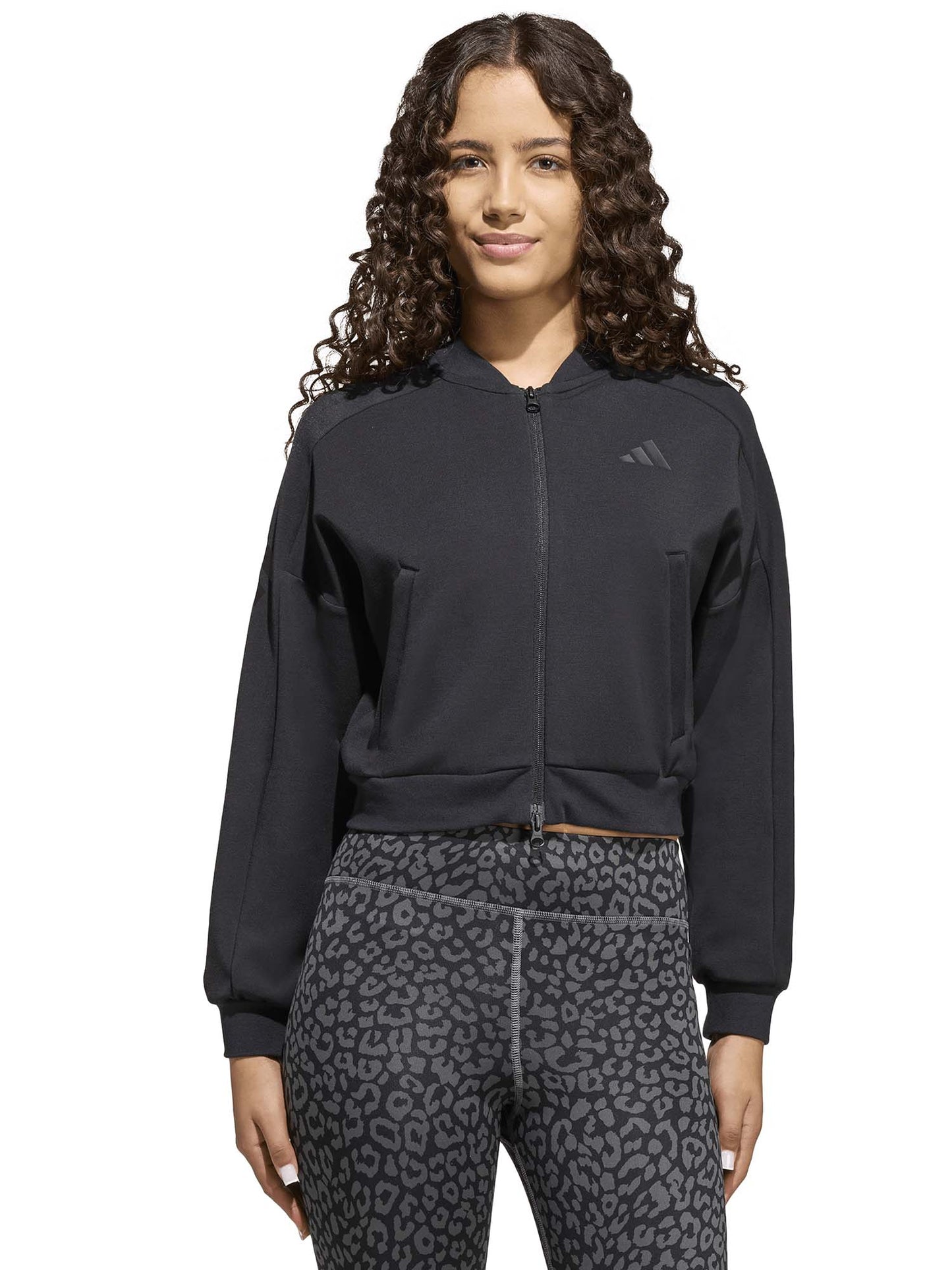 Felpa crop Adidas Future Icons 3-Stripes da bambina nera