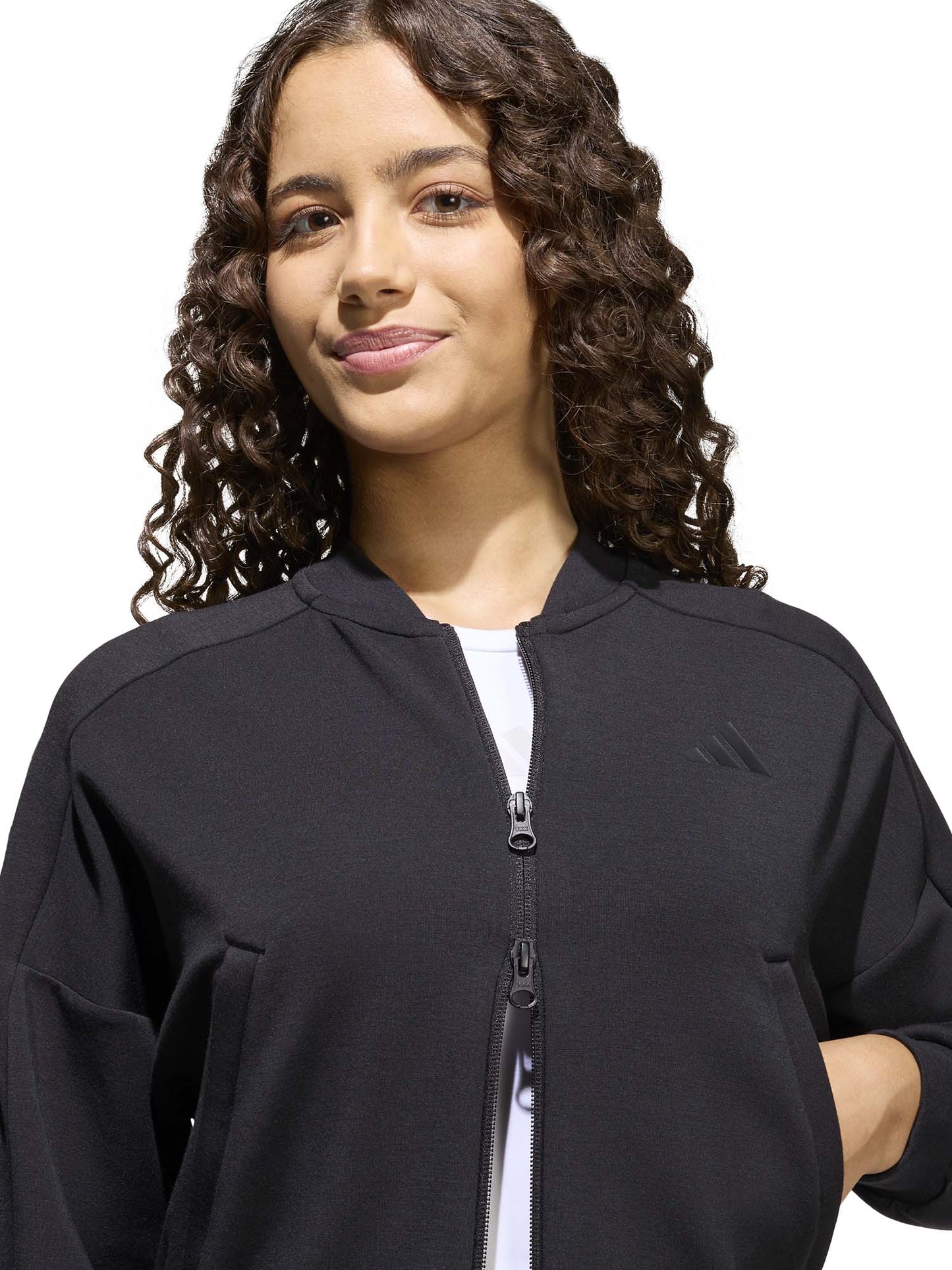 Felpa crop Adidas Future Icons 3-Stripes da bambina nera