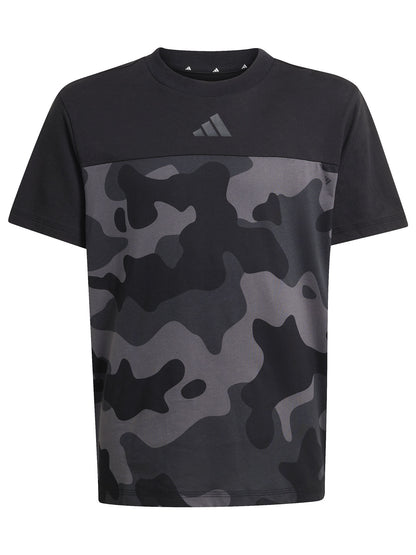 T-shirt adidas junior bimbo/a con stampa camouflage nera