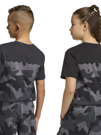 T-shirt adidas junior bimbo/a con stampa camouflage nera