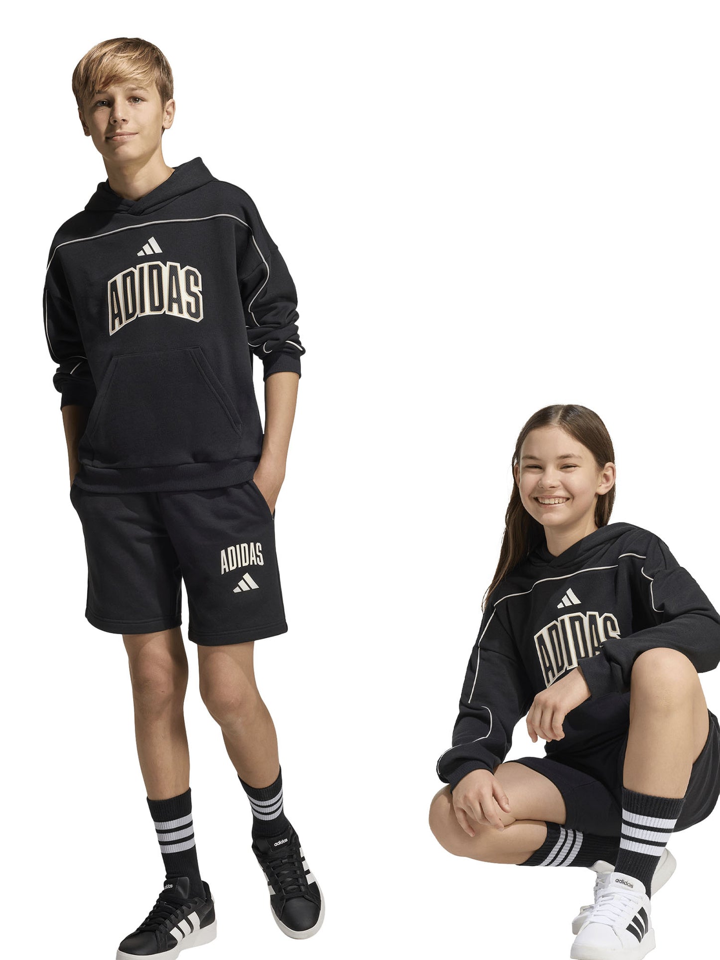 Shorts Adidas neri junior bimbo/a in cotone e poliestere riciclato