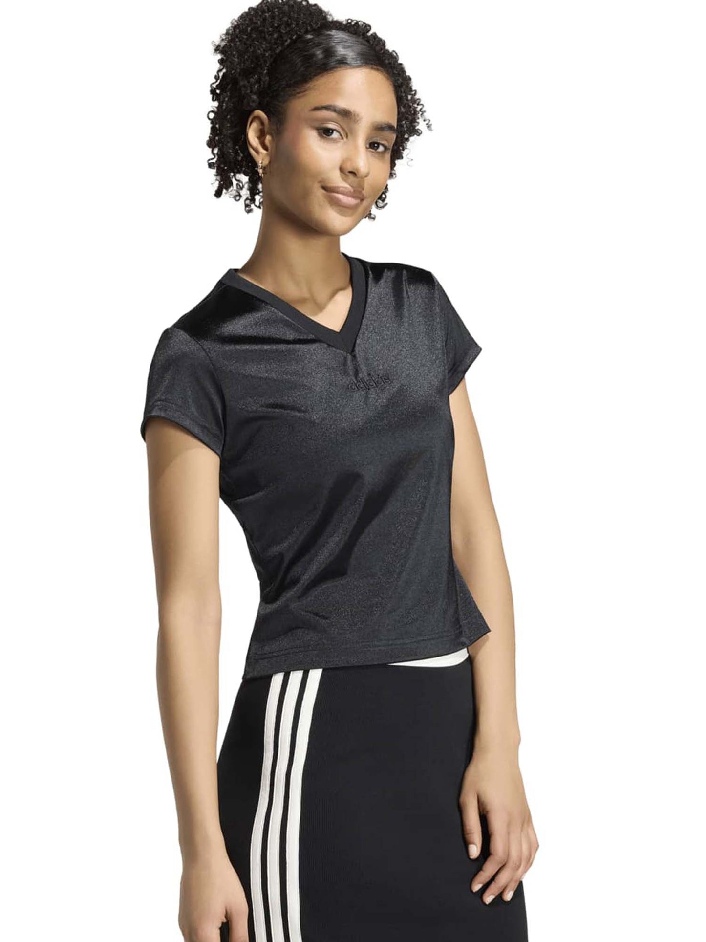 Adidas Satin, t-shirt maniche corte da donna nera