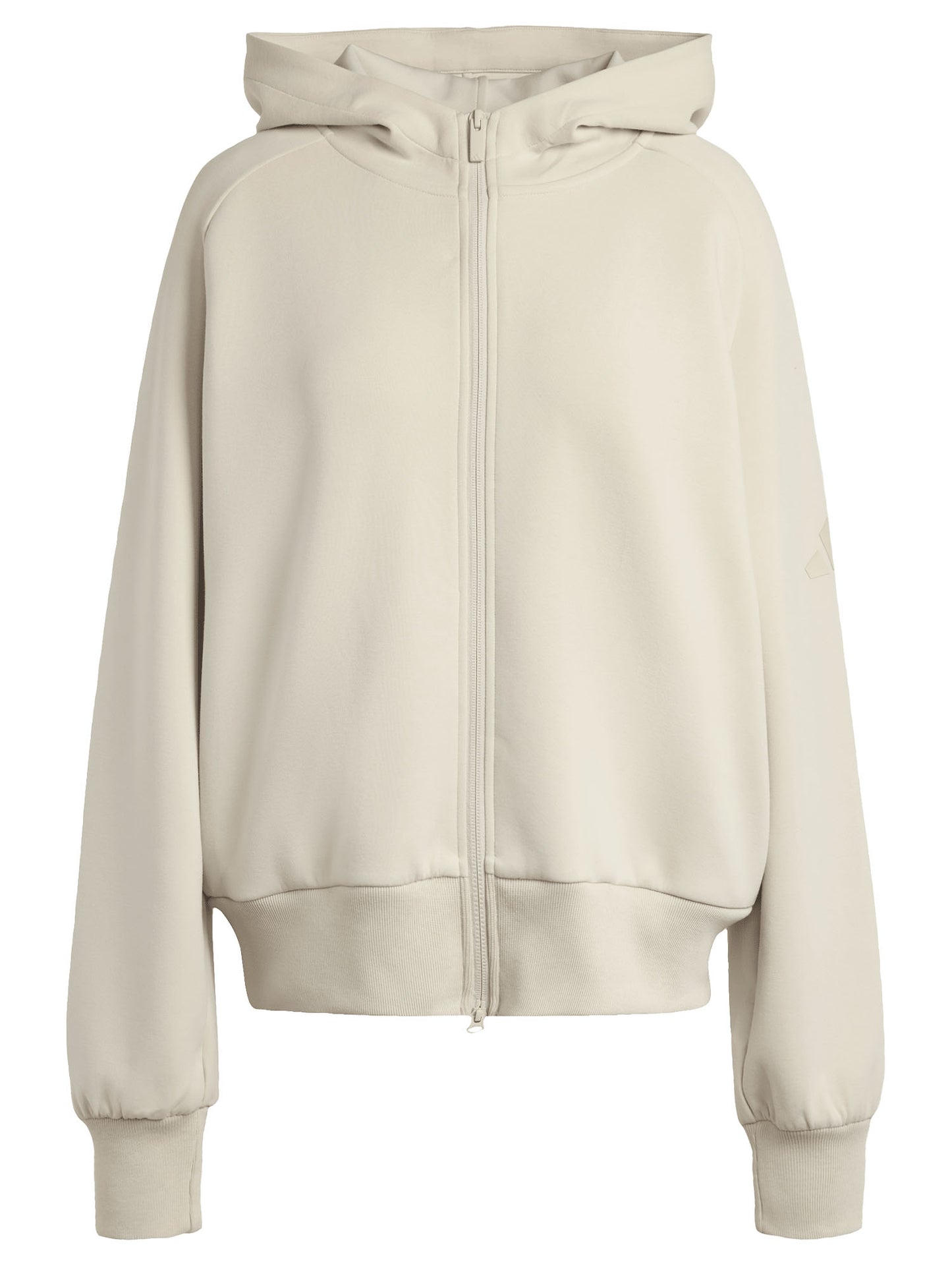 Felpa con cappuccio e zip Soft Lux da donna beige