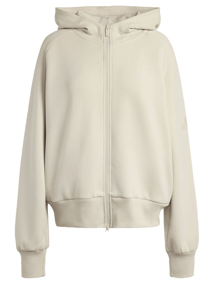 Felpa con cappuccio e zip Soft Lux da donna beige