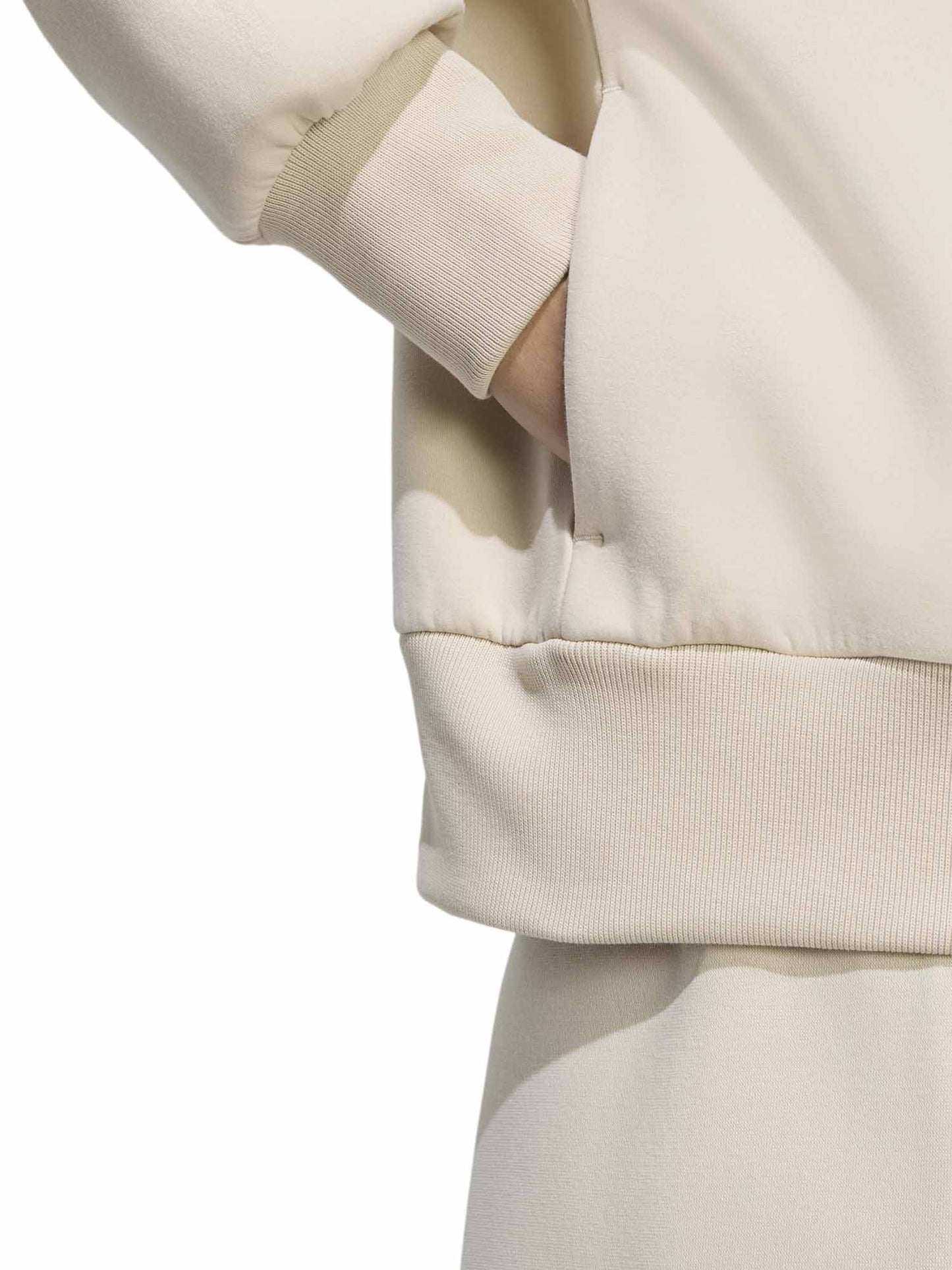 Felpa con cappuccio e zip Soft Lux da donna beige