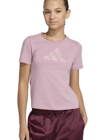 Adidas G. Tee Satin, t-shirt a maniche lunghe Unisex bambino rosa