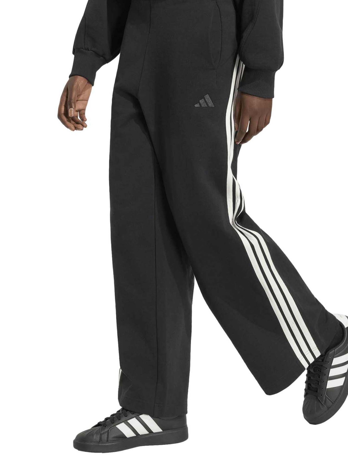 Adidas Kit 3-Stripes Wide Pants, pantalone da donna nero