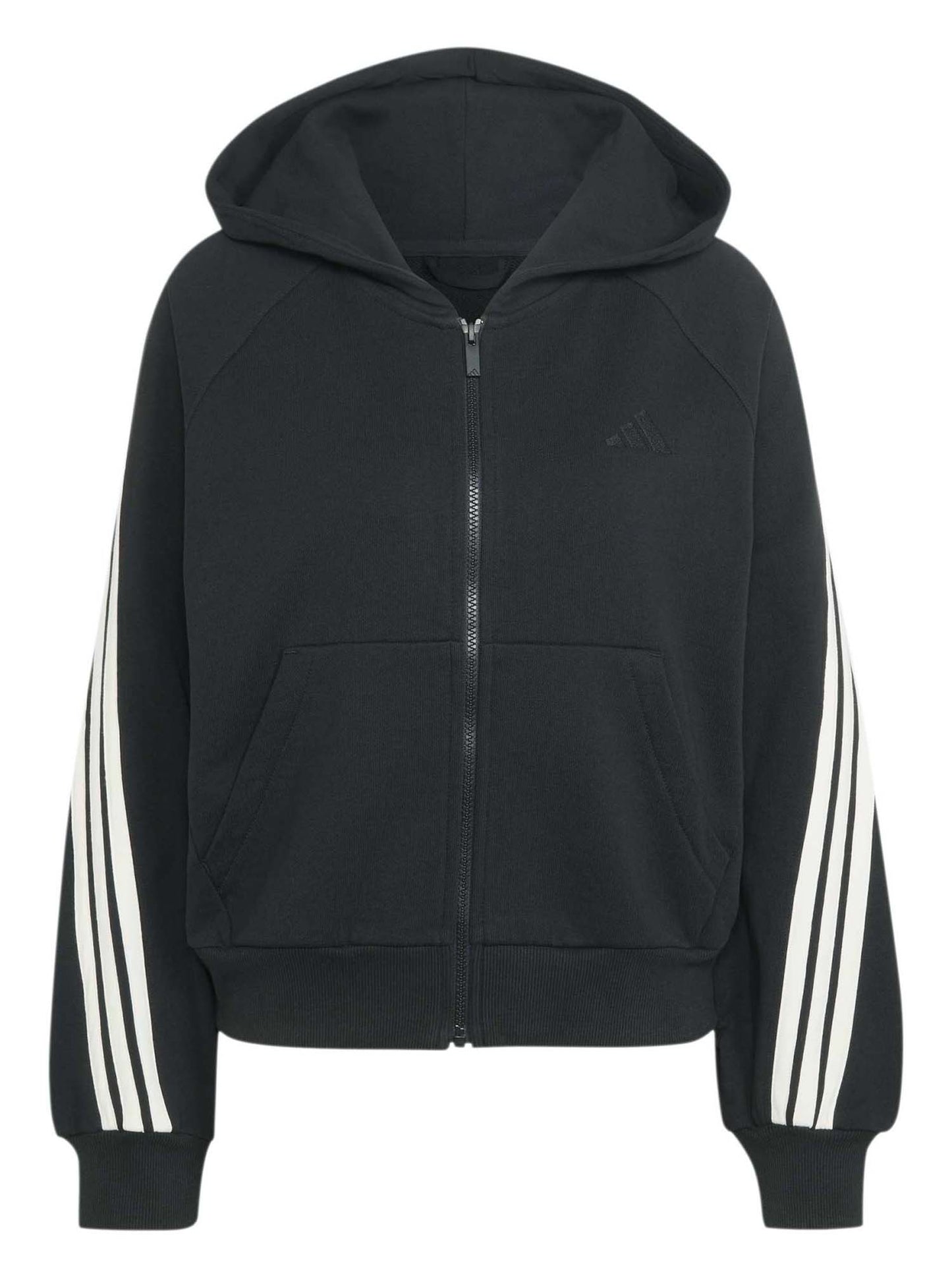 Adidas Kit 3-Stripes Full Zip Hoodie, felpa da donna nera