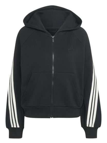 Adidas Kit 3-Stripes Full Zip Hoodie, felpa da donna nera