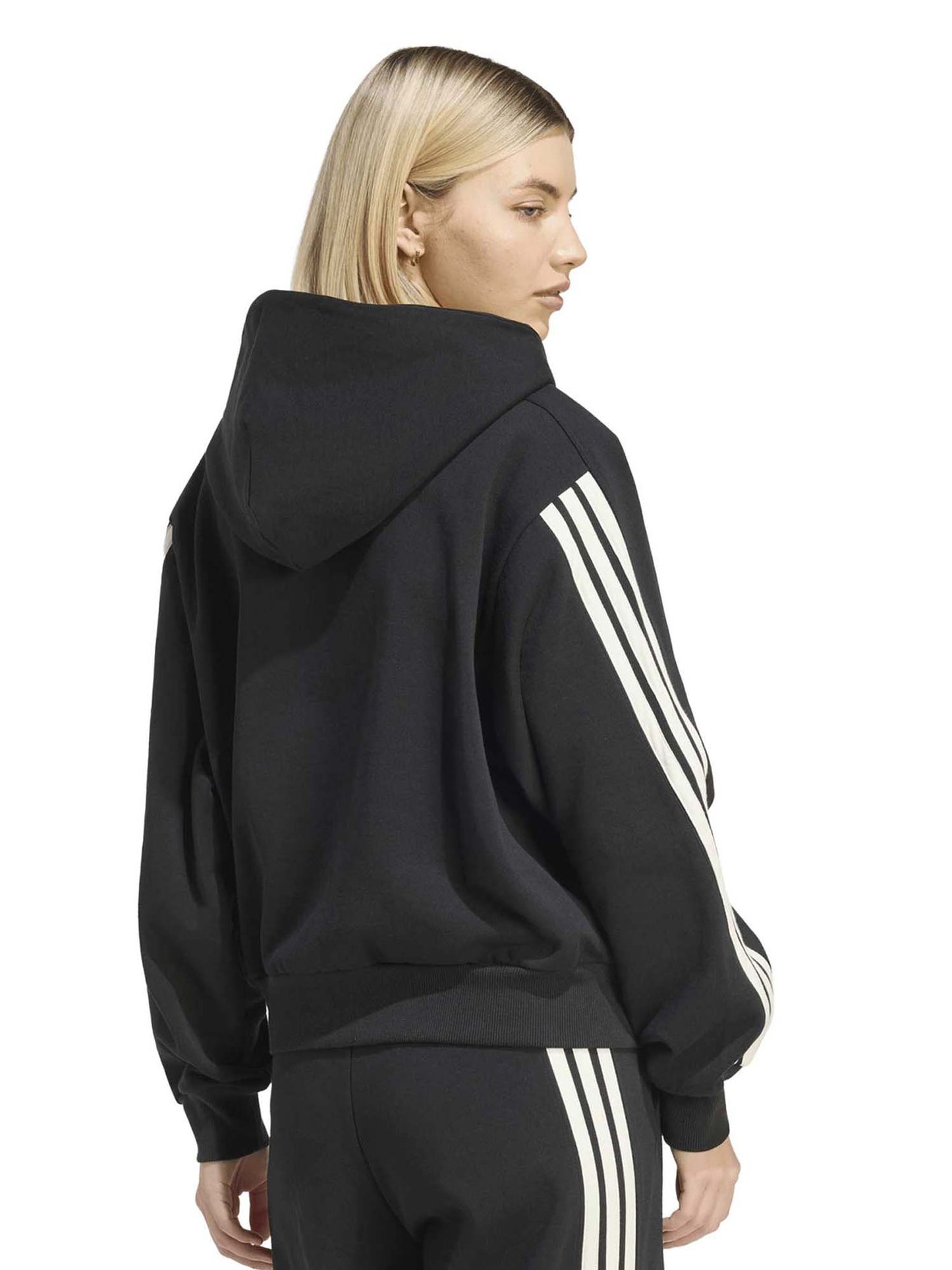 Adidas Kit 3-Stripes Full Zip Hoodie, felpa da donna nera