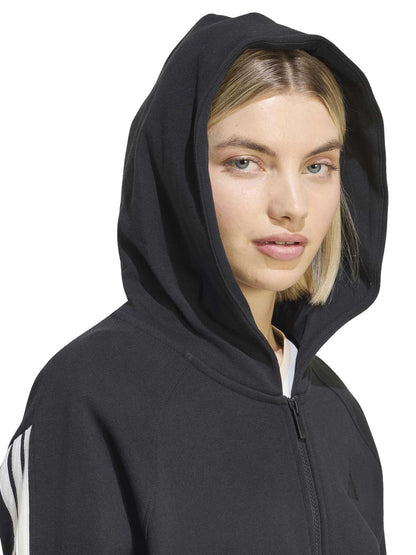 Adidas Kit 3-Stripes Full Zip Hoodie, felpa da donna nera