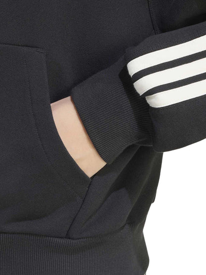Adidas Kit 3-Stripes Full Zip Hoodie, felpa da donna nera
