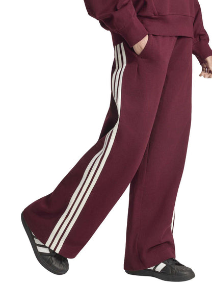 Adidas Kit 3-Stripes Wide Pants, pantalone da donna bordeaux