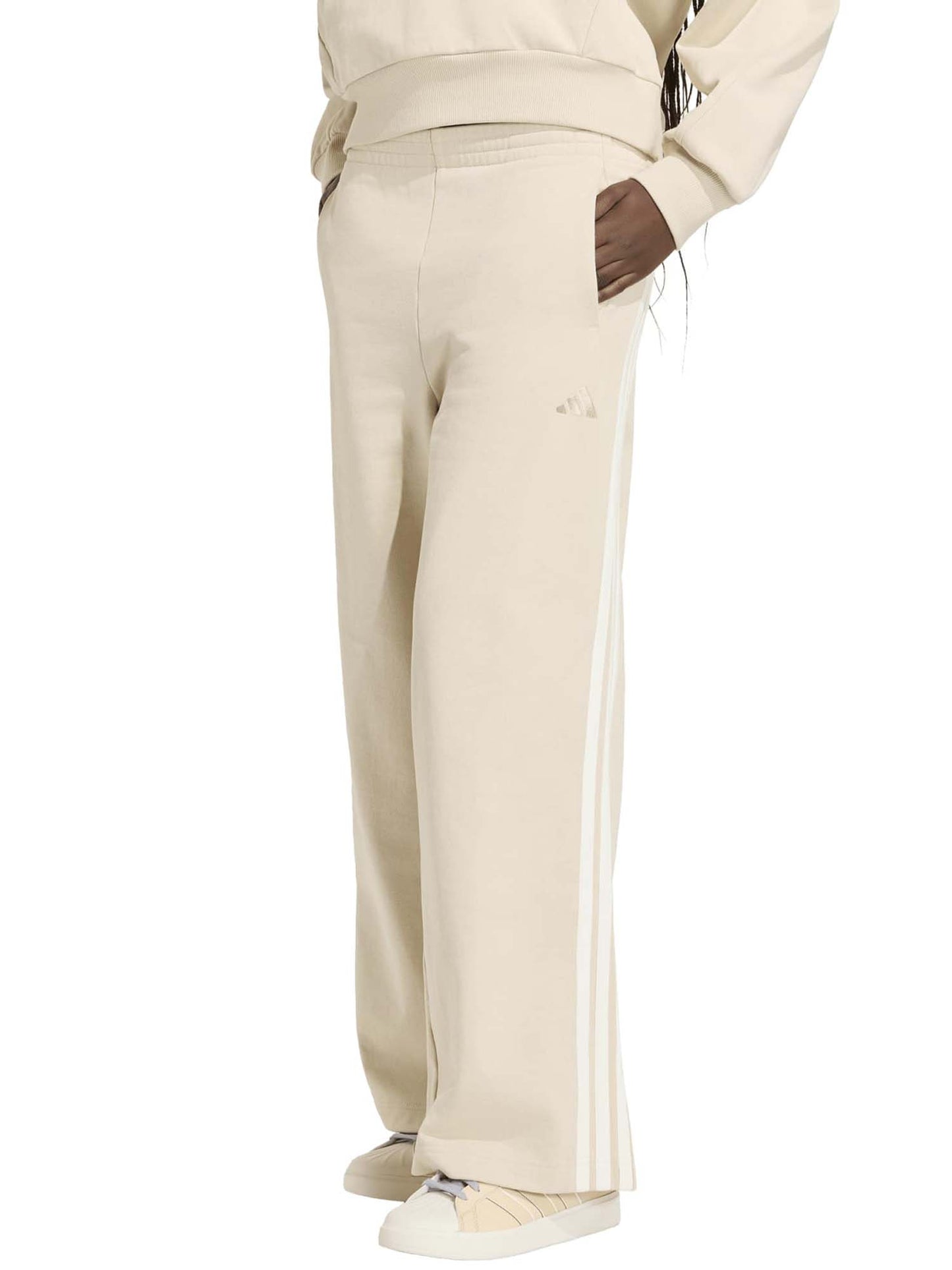 Adidas Kit 3-Stripes Wide Pants, pantalone da donna beige