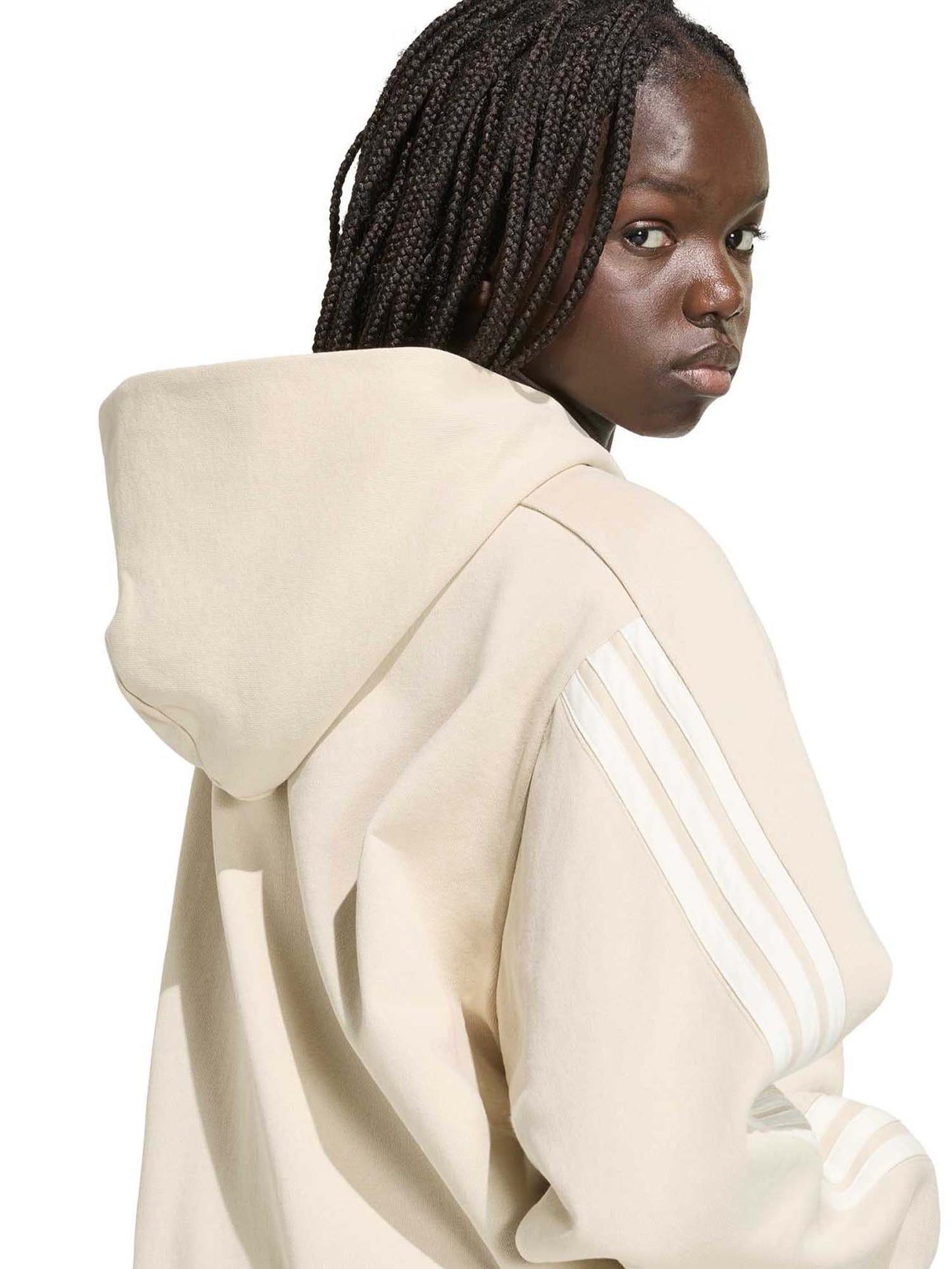 Adidas Kit 3-Stripes Hoodie, felpa da donna beige