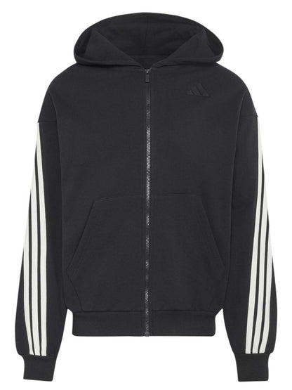 Adidas Kit 3-Stripes Full-Zip, felpa da uomo nera