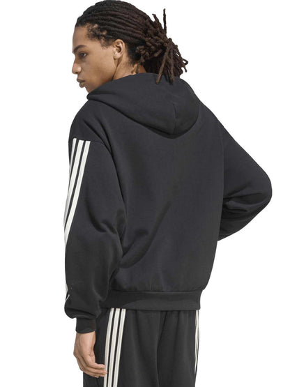 Adidas Kit 3-Stripes Full-Zip, felpa da uomo nera