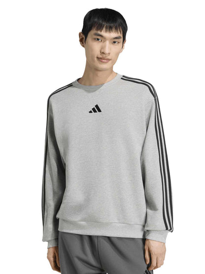 Adidas Essentials 3-Stripes, felpa da uomo grigia