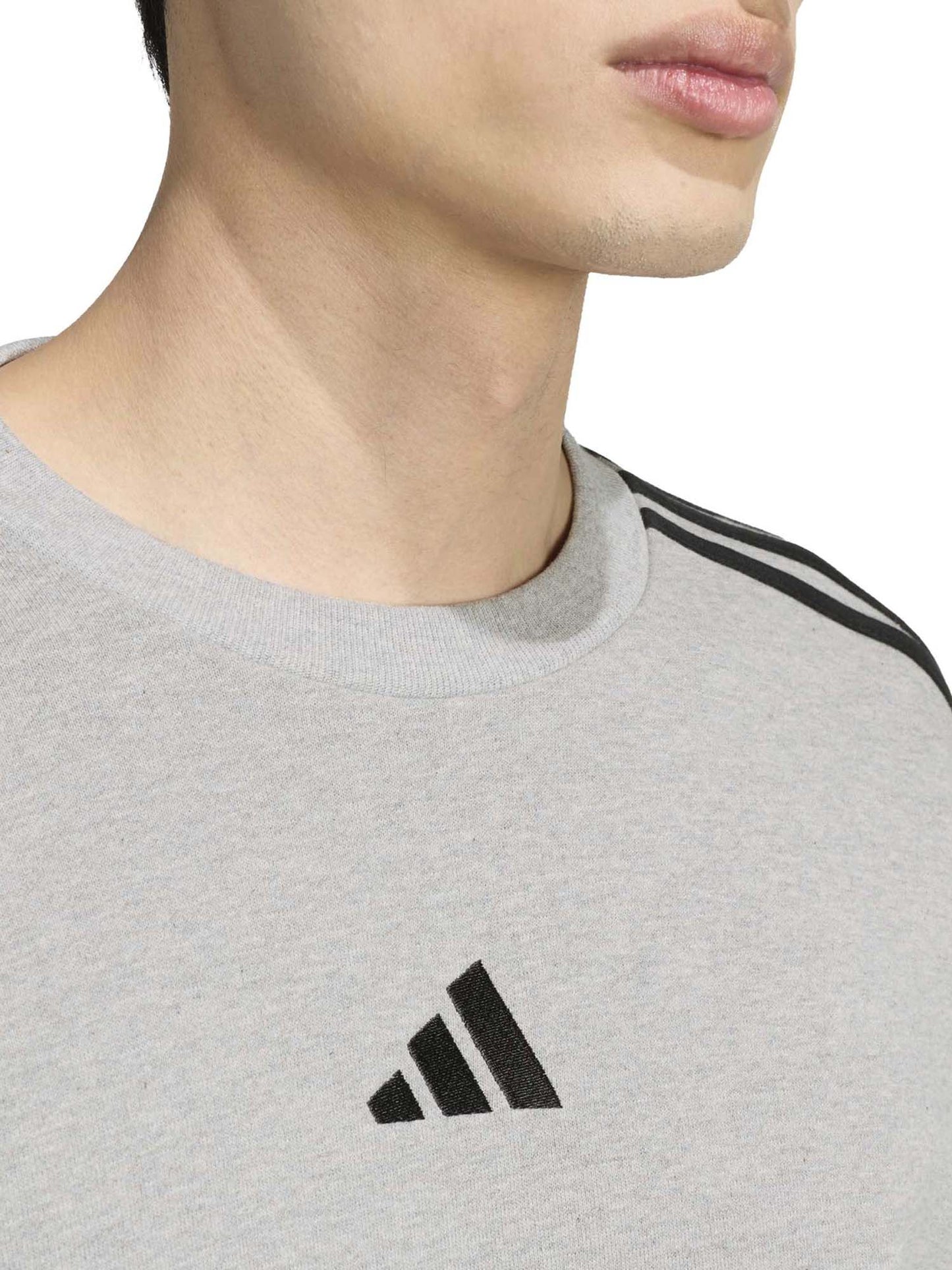 Adidas Essentials 3-Stripes, felpa da uomo grigia