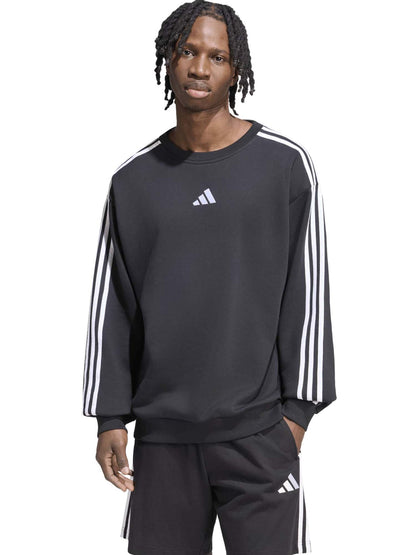 Adidas Essentials 3 Stripes, felpa da uomo nera