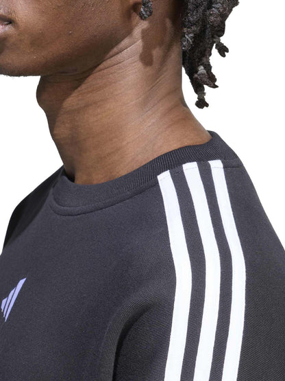 Adidas Essentials 3 Stripes, felpa da uomo nera