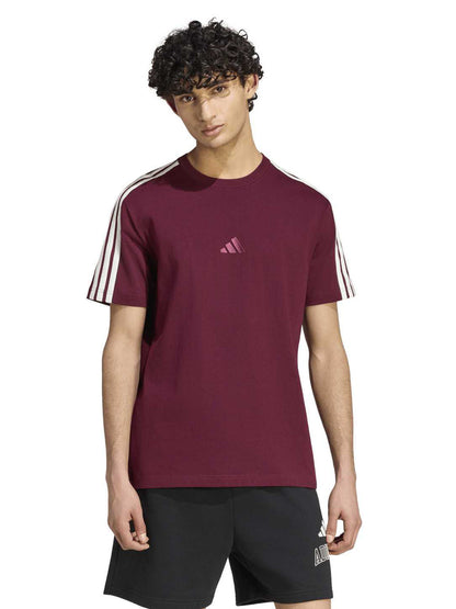 Adidas Kit 3-Stripes, t-shirt maniche corte da uomo bordeaux