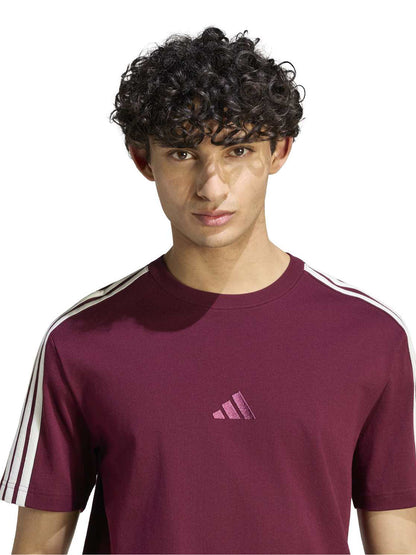 Adidas Kit 3-Stripes, t-shirt maniche corte da uomo bordeaux