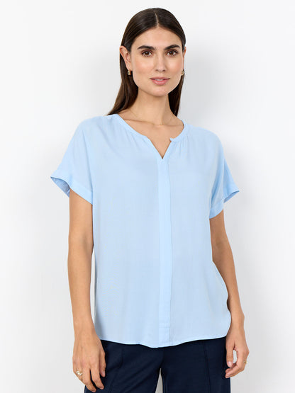 T-shirt azzurra Soyaconcept casual da donna con scollo a V
