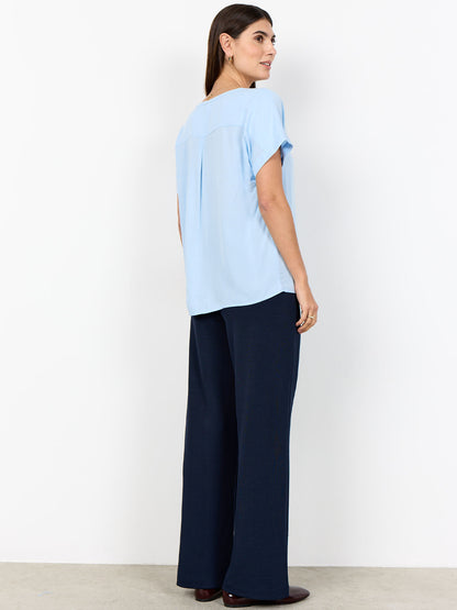 T-shirt azzurra Soyaconcept casual da donna con scollo a V