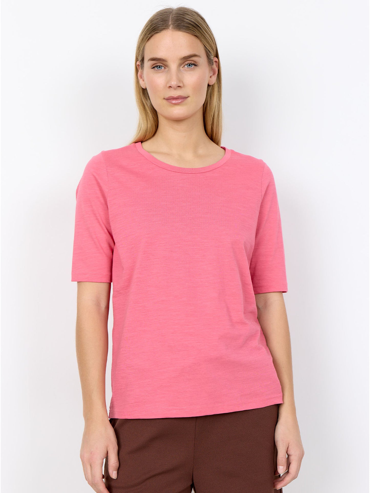 T-shirt rosa Babette Soya Concept da donna con scollo rotondo