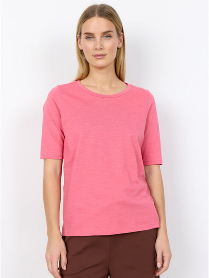 T-shirt rosa Babette Soya Concept da donna con scollo rotondo