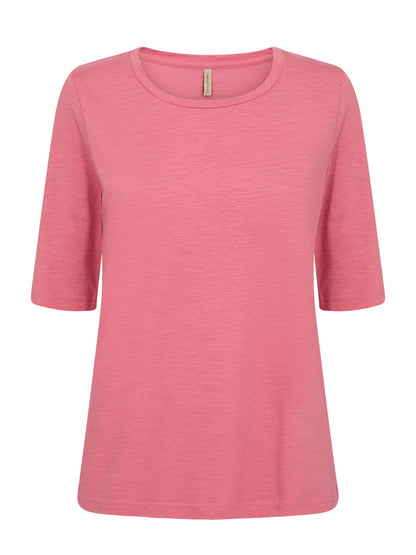 T-shirt rosa Babette Soya Concept da donna con scollo rotondo