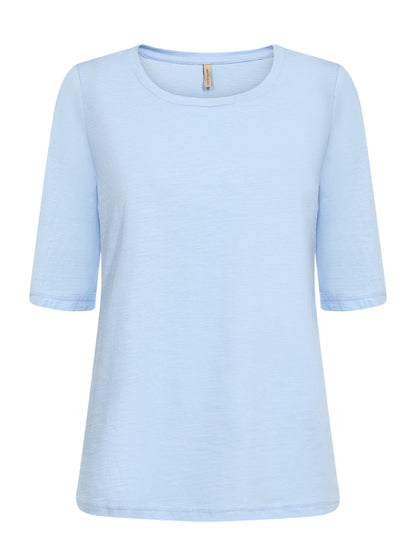 T-shirt basic azzurra con scollo rotondo da donna Soyaconcept