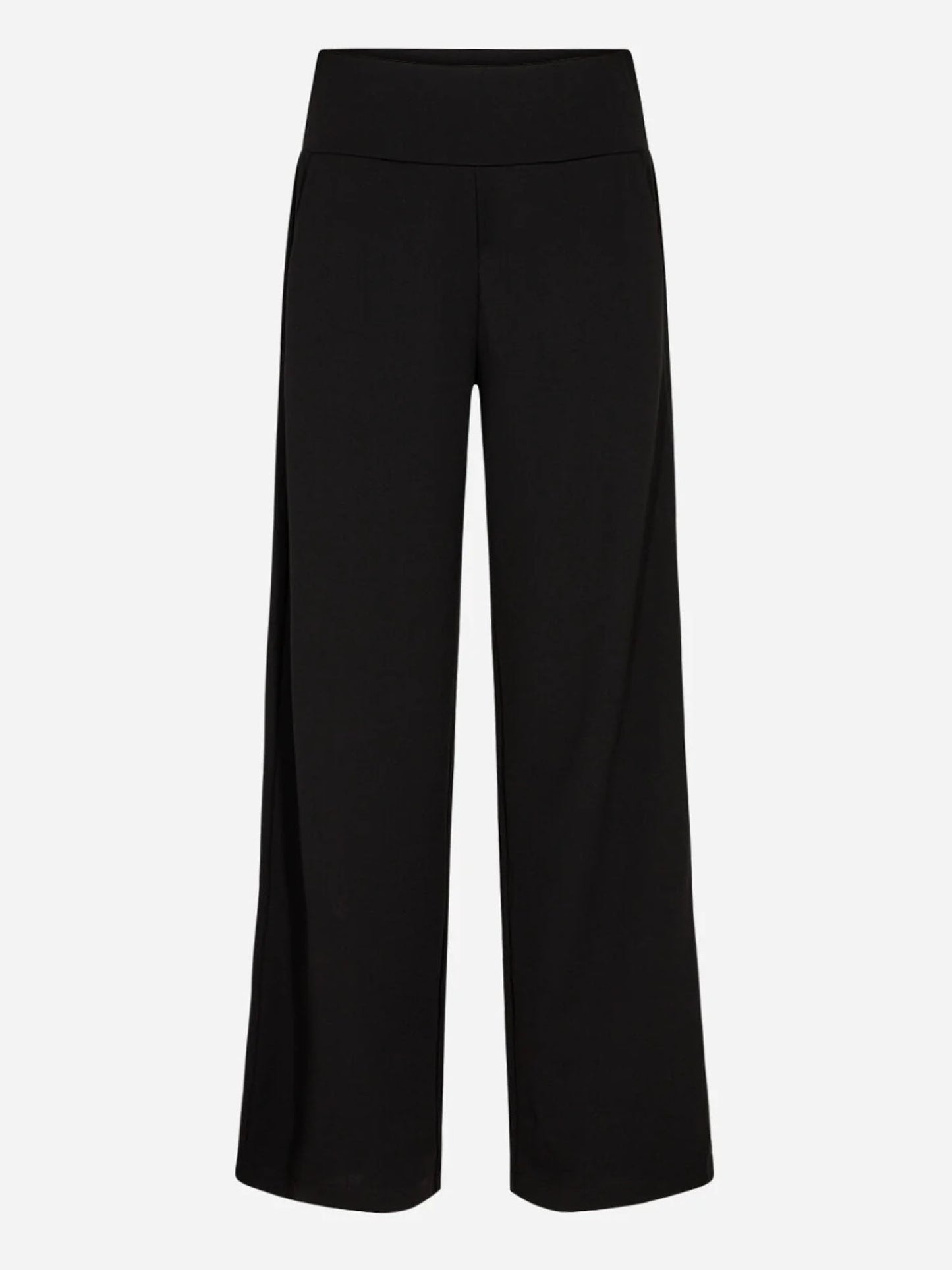 Pantaloni Siham neri da donna con vita alta e vestibilità loose