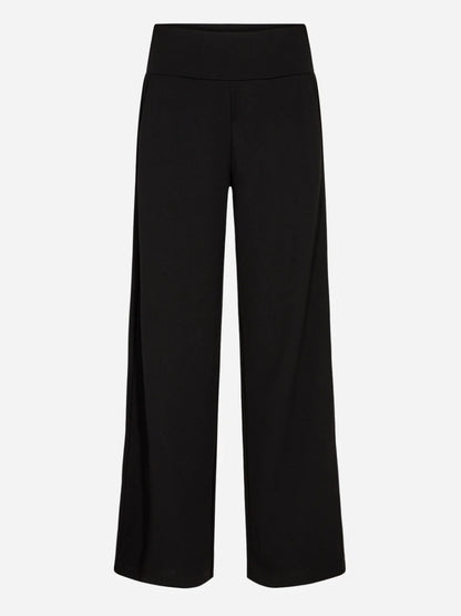 Pantaloni Siham neri da donna con vita alta e vestibilità loose