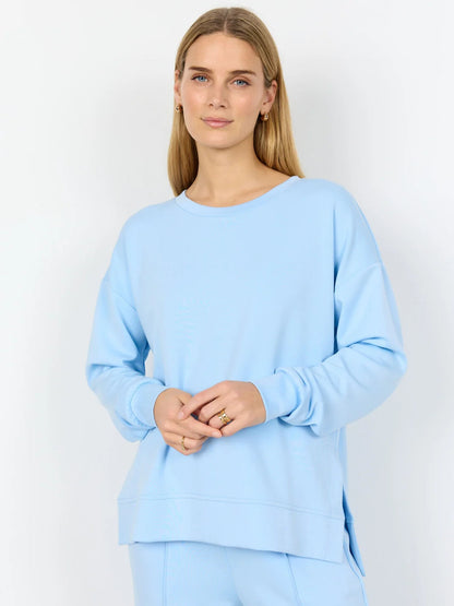 Felpa azzurra con girocollo Soya Concept da donna per look casual