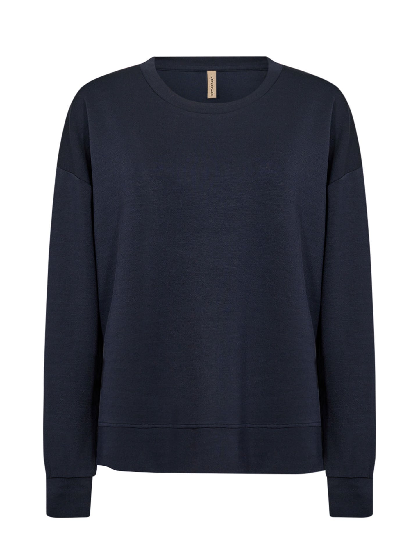 Felpa blu Soyaconcept Basic da donna con girocollo