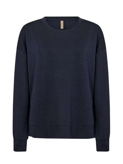 Felpa blu Soyaconcept Basic da donna con girocollo