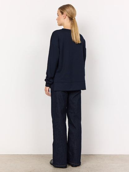 Felpa blu Soyaconcept Basic da donna con girocollo