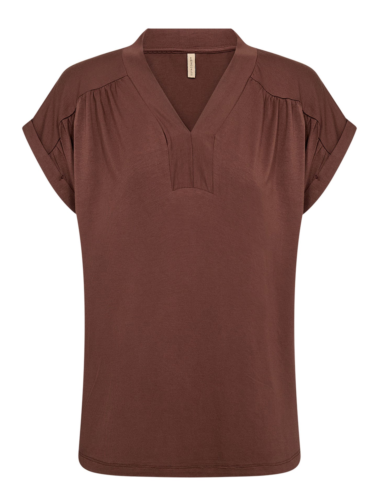 Soyaconcept Marica, t-shirt marrone da donna con scollo a V