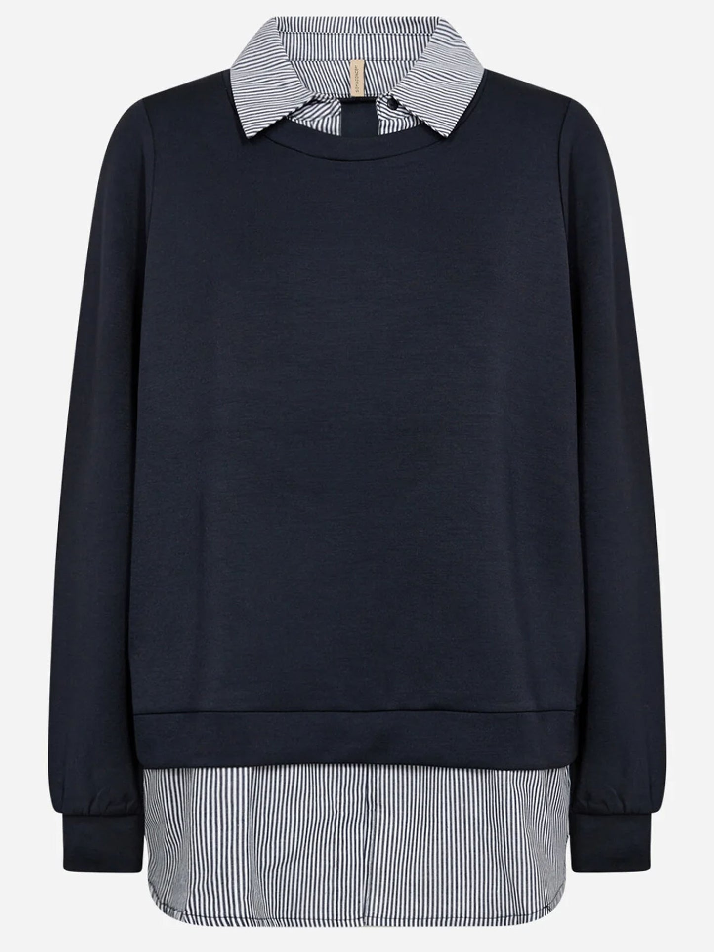 Felpa con camicia blu SoyaConcept da donna con colletto a righe