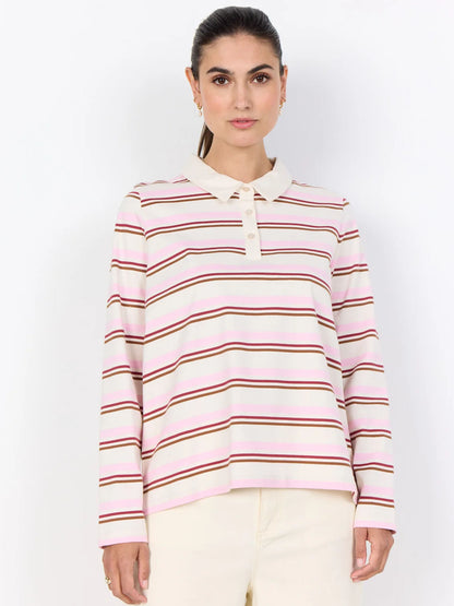 Polo maniche lunghe rosa a righe Soya Concept da donna