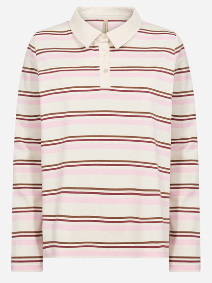 Polo maniche lunghe rosa a righe Soya Concept da donna