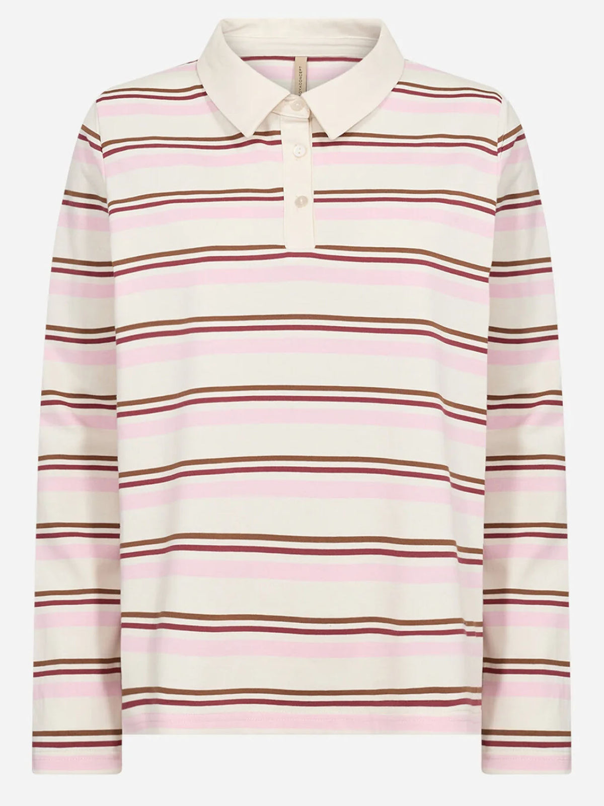 Soya c. polo righe da donna panna rosa