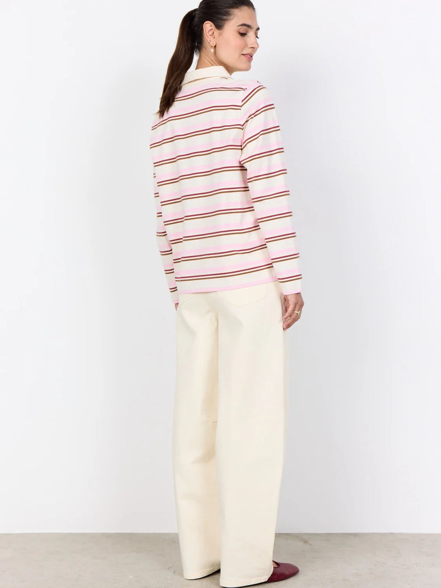 Polo maniche lunghe rosa a righe Soya Concept da donna