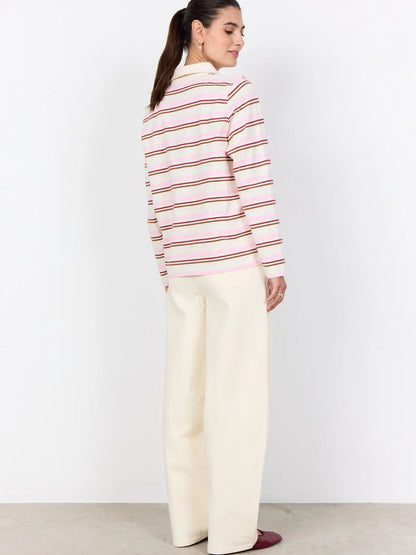 Polo maniche lunghe rosa a righe Soya Concept da donna