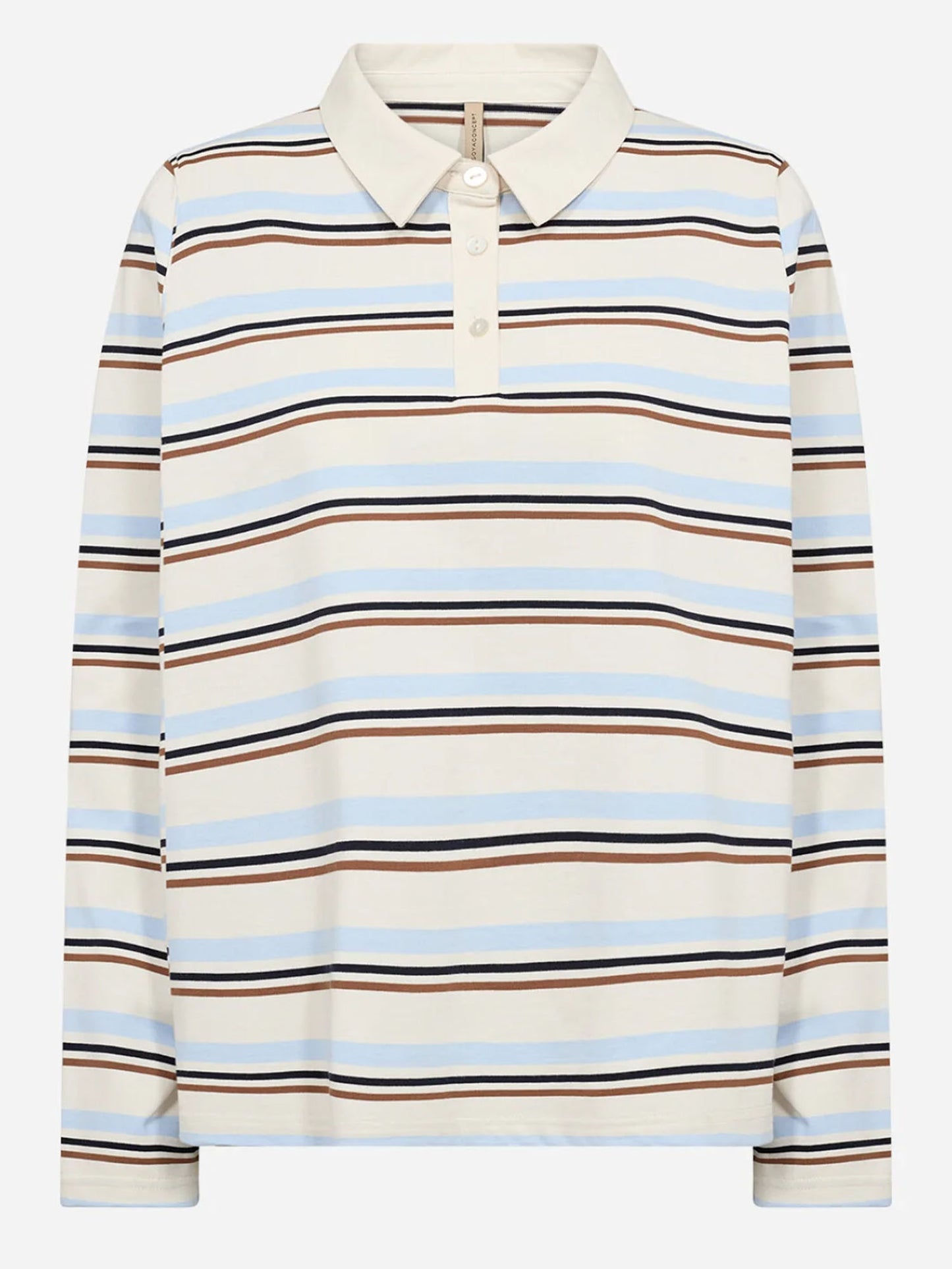 Polo a maniche lunghe panna a righe da donna Soyaconcept