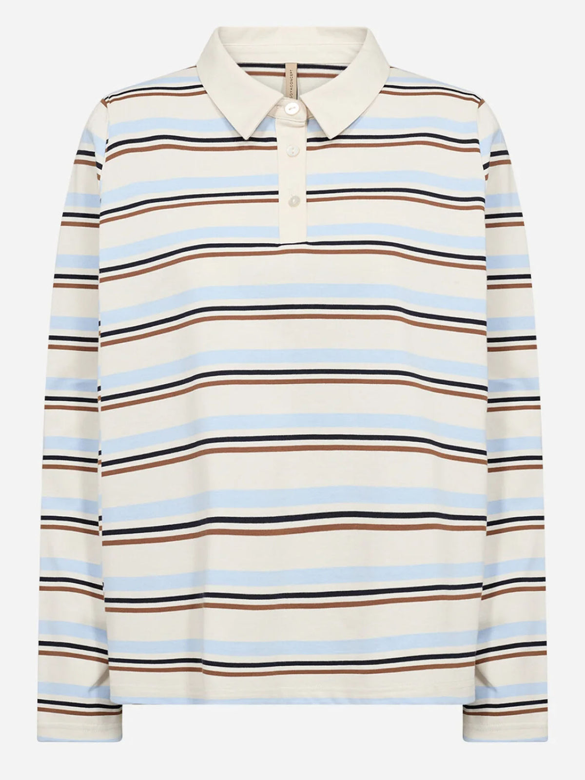 Soya c. polo righe da donna panna azzurro